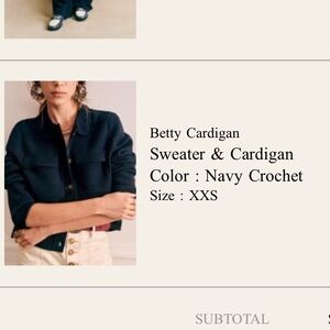 Sezane Navy Crochet Cardigan